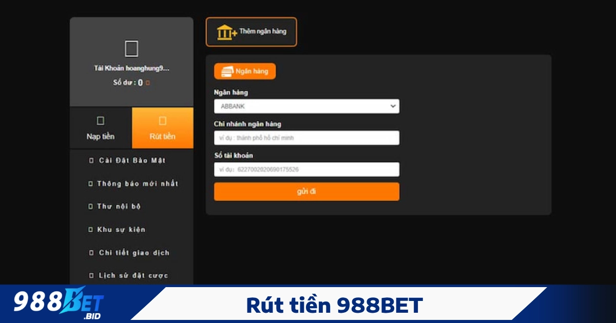 Rút tiền tại 988BET