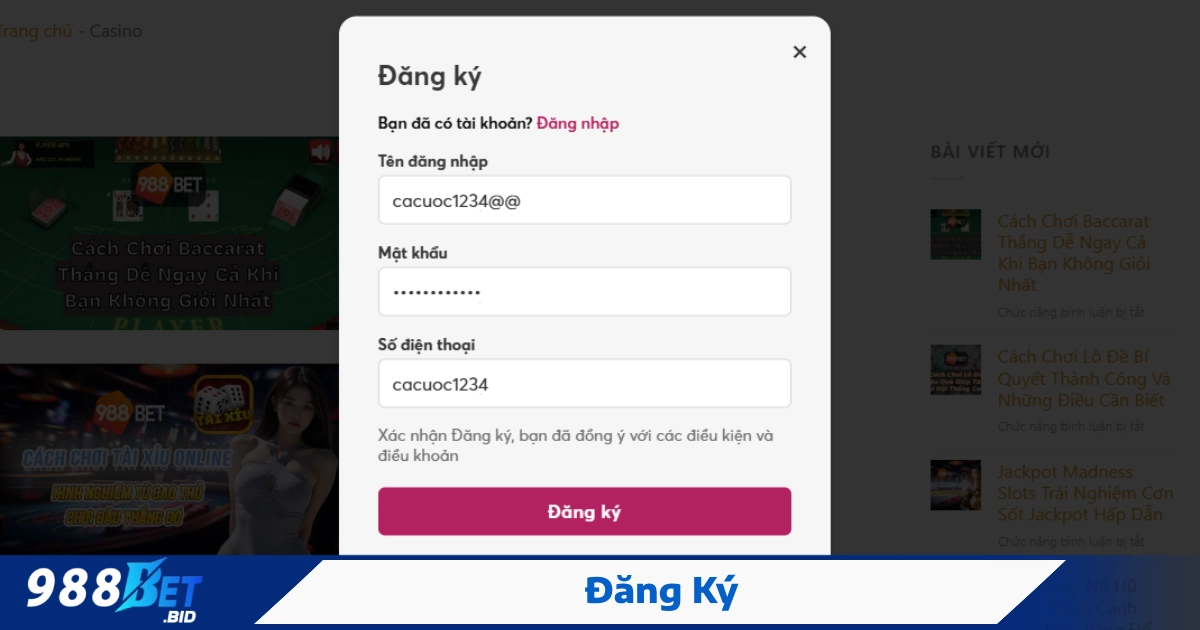 Điều kiện & yêu cầu để đăng ký hợp lệ