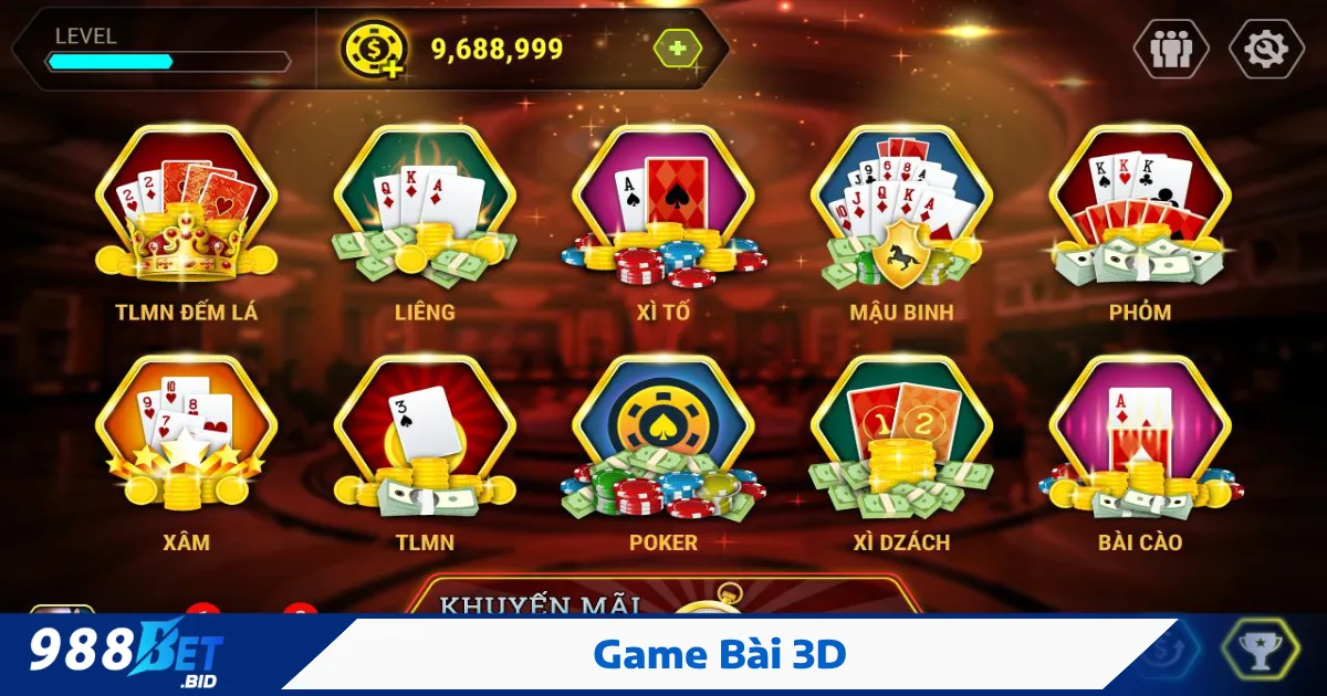 Bí Kíp Chơi Game Bài 3D 988BET Để Thắng Lớn