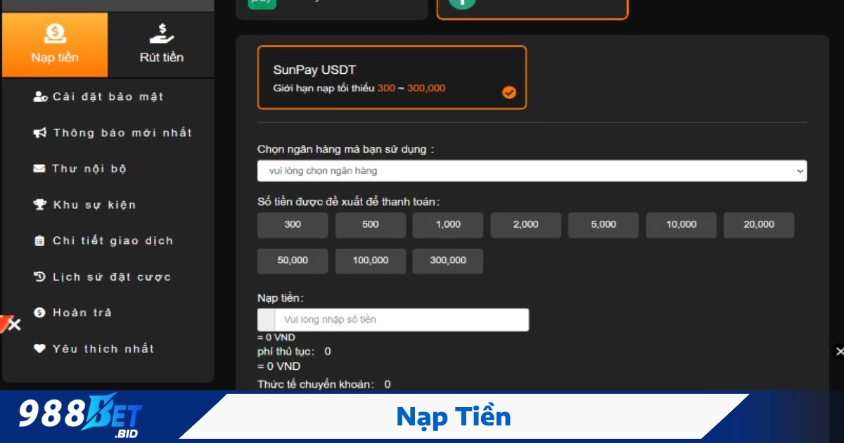 Nạp tiền qua crypto
